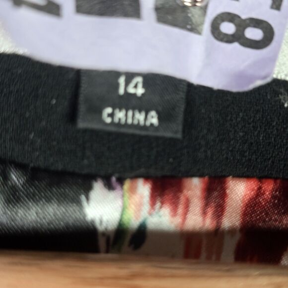 Tahari Arthur S Levine Black Floral Lined Blazer Jacket 14 Boxy Career Modern - Picture 7 of 15